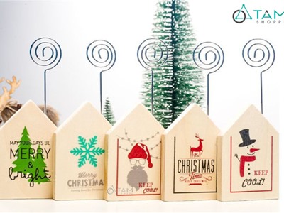 Kẹp giấy Note ngôi nhà gỗ Noel để bàn nhỏ xinh XMAS-KG-02